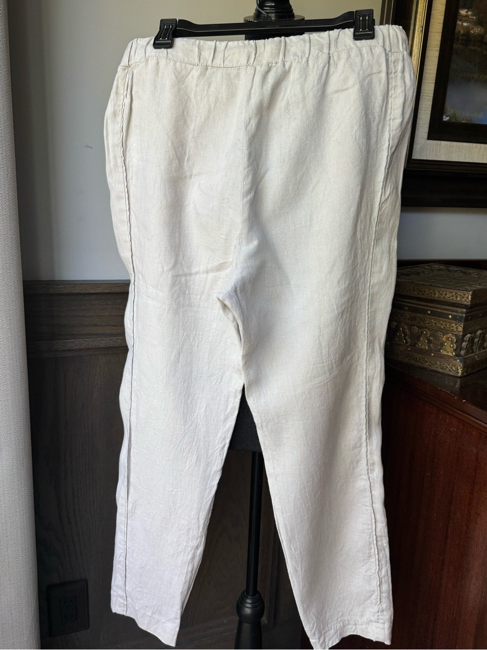 Ellen Tracy women’s Linen Drawstring Pants - Cream - Picture 2 of 5